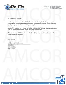 Компания AMCOR GmbH авторизована заниматься поставкой запасных частей