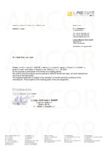 Компания Amcor.GmbH авторизована на поставку оборудования