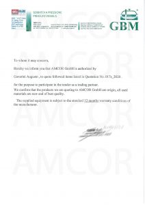 Amcor.GmbH авторизована на поставку фильтров